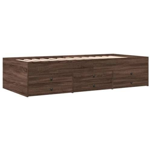 Dnevni krevet s ladicama bez madraca smeđa hrasta 100x200 cm - Smeđi hrast 100 x 200 cm Cijena