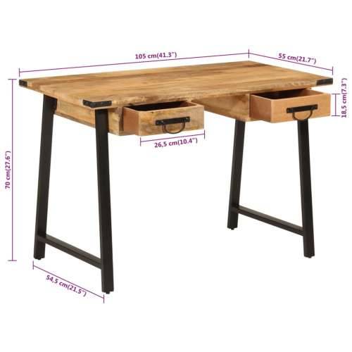 Radni stol s ladicama 105x55x70 cm masivno drvo manga i željezo Cijena