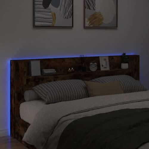 Ormarić za uzglavlje LED boja dimljenog hrasta 220x16,5x103,5cm - Dimljeni hrast 220 x 16.5 x 103.5 cm 1 Cijena