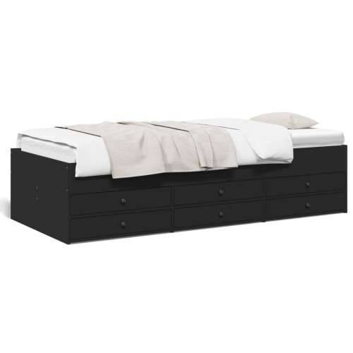 Dnevni krevet s ladicama bez madraca crni 100 x 200 cm - Crna 100 x 200 cm Cijena