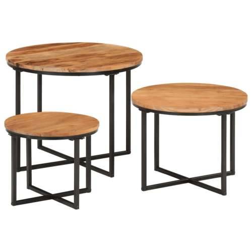 Uklapajući stolići za kavu 3 kom masivno drvo bagrema i željezo - 35 x 35 x 30 cm + 45 x 45 x 35 cm + 55 x 55 x 45 cm 1 Cijena