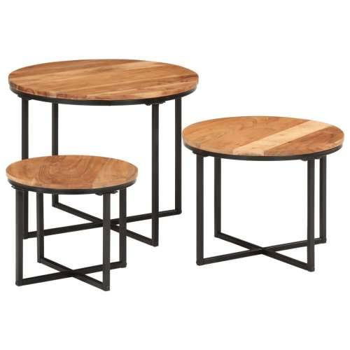 Uklapajući stolići za kavu 3 kom masivno drvo bagrema i željezo - 35 x 35 x 30 cm + 45 x 45 x 35 cm + 55 x 55 x 45 cm 1 Cijena