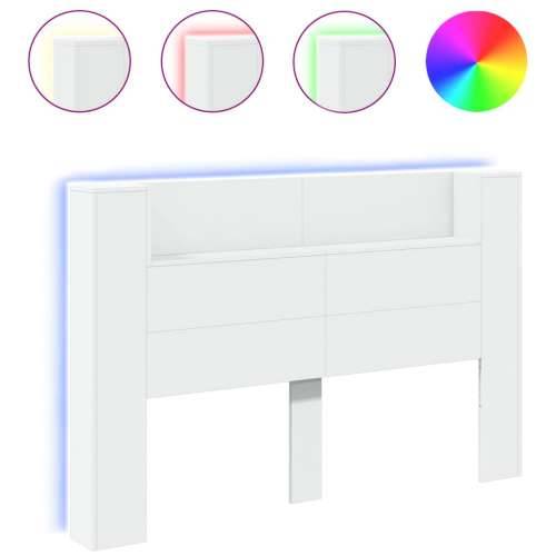 Ormarić za uzglavlje s LED svjetlima bijeli 160x16,5x103,5 cm - Bijela 160 x 16.5 x 103.5 cm 1 Cijena