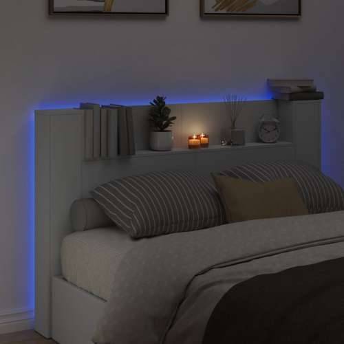 Ormarić za uzglavlje s LED svjetlima bijeli 160x16,5x103,5 cm - Bijela 160 x 16.5 x 103.5 cm 1 Cijena