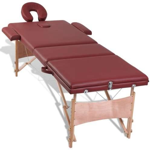 Stol za masažu,sklopivi sa drvenim okvirom,3 dijela,Crveni Cijena