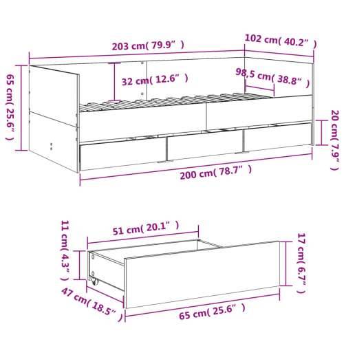 Dnevni krevet s ladicama bez madraca bijeli 100 x 200 cm - Bijela 100 x 200 cm Cijena