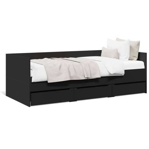 Dnevni krevet s ladicama bez madraca crni 90x190 cm - Crna 90 x 190 cm Cijena