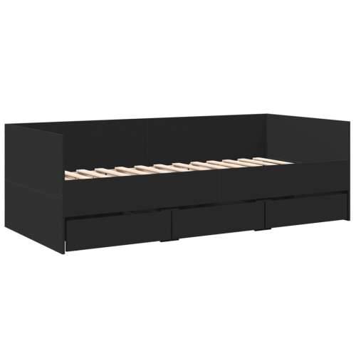 Dnevni krevet s ladicama bez madraca crni 90x190 cm - Crna 90 x 190 cm Cijena