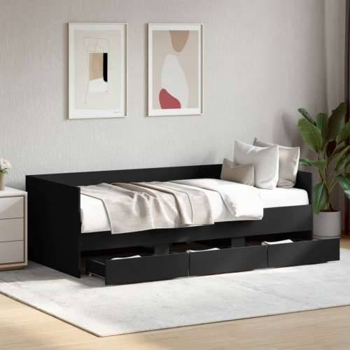 Dnevni krevet s ladicama bez madraca crni 90x190 cm - Crna 90 x 190 cm Cijena