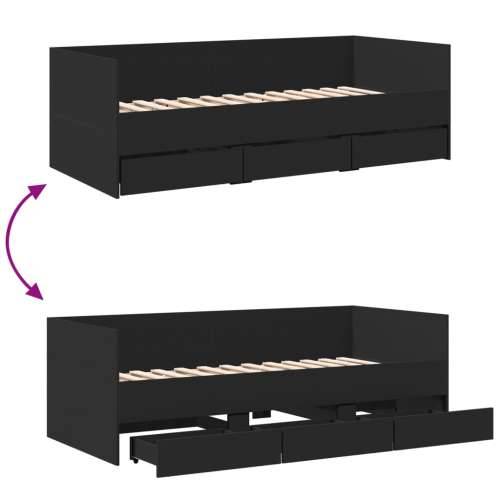Dnevni krevet s ladicama bez madraca crni 90x190 cm - Crna 90 x 190 cm Cijena