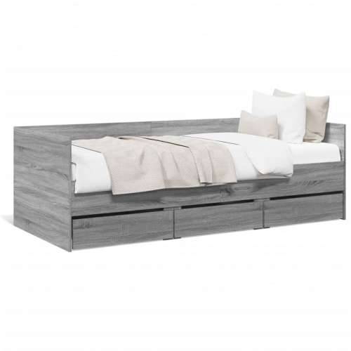 Dnevni krevet s ladicama bez madraca siva boja hrasta 90x190 cm - Sivi hrast sonoma 90 x 190 cm Cijena