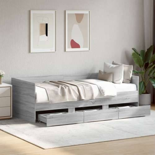 Dnevni krevet s ladicama bez madraca siva boja hrasta 90x190 cm - Sivi hrast sonoma 90 x 190 cm Cijena