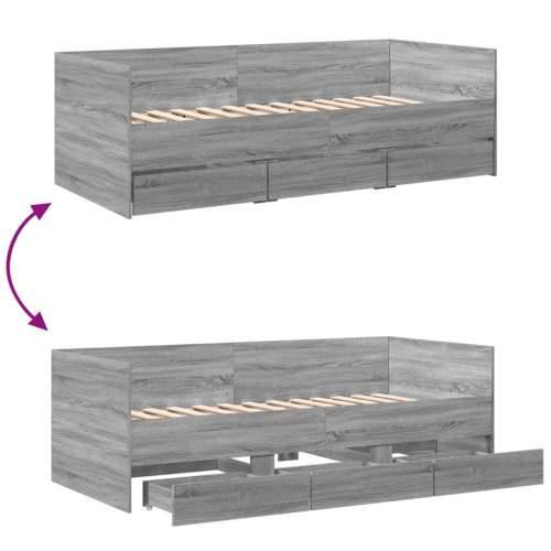 Dnevni krevet s ladicama bez madraca siva boja hrasta 90x190 cm - Sivi hrast sonoma 90 x 190 cm Cijena