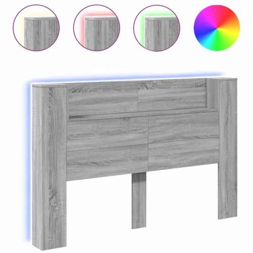 Ormarić za uzglavlje LED sivom sonomom 160x16,5x103,5 cm - Sivi hrast sonoma 160 x 16.5 x 103.5 cm 1 Cijena