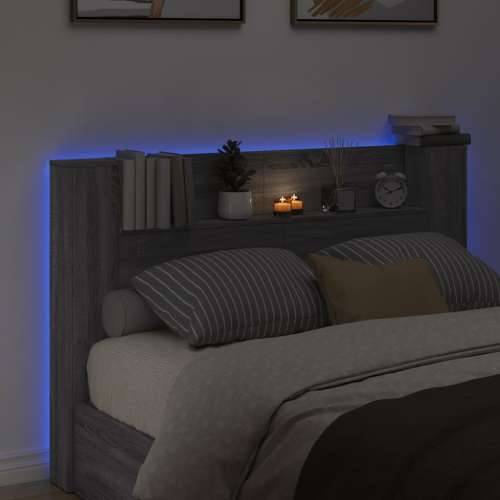 Ormarić za uzglavlje LED sivom sonomom 160x16,5x103,5 cm - Sivi hrast sonoma 160 x 16.5 x 103.5 cm 1 Cijena
