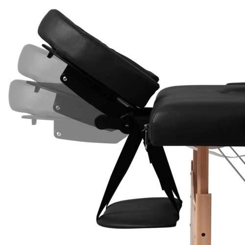 Crni sklopivi stol za masažu s 3 zone i drvenim okvirom Cijena