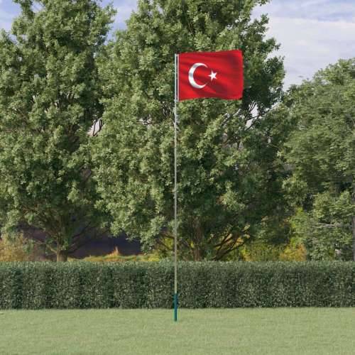 Turska zastava i jarbol 5,55 m aluminijska - 5.55 m Turska Cijena