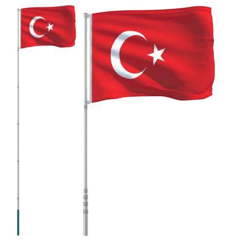 Turska zastava i jarbol 5,55 m aluminijska - 5.55 m Turska Cijena