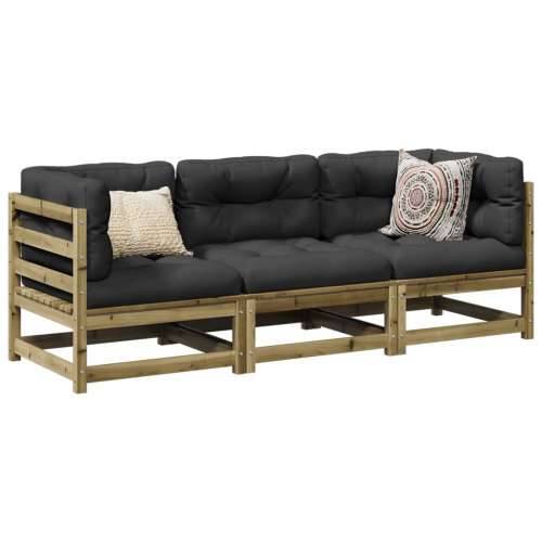 Vrtna garnitura - 3-dijelni set vrtnih sofa s jastucima od impregnirane borovine - Prirodno impregnirano Da 1 Cijena