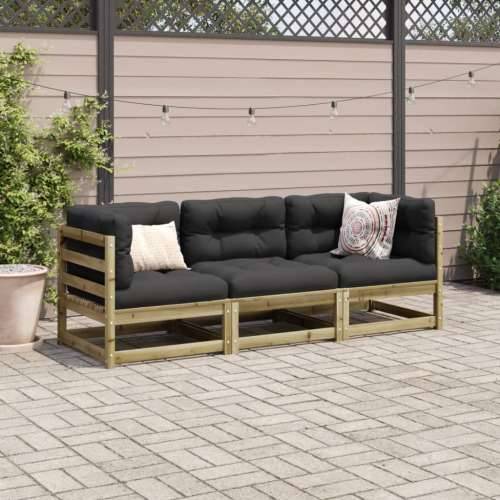 Vrtna garnitura - 3-dijelni set vrtnih sofa s jastucima od impregnirane borovine - Prirodno impregnirano Da 1 Cijena