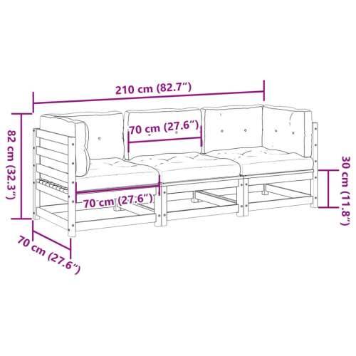 Vrtna garnitura - 3-dijelni set vrtnih sofa s jastucima od impregnirane borovine - Prirodno impregnirano Da 1 Cijena