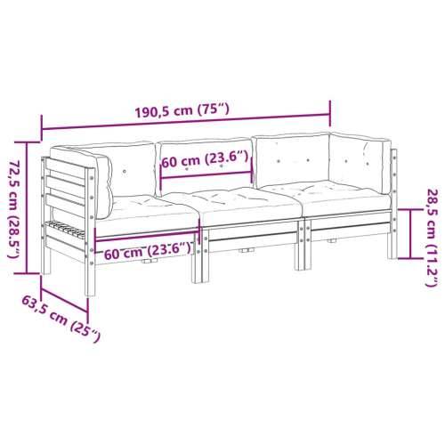 Vrtna garnitura - 3-dijelni set vrtnih sofa s jastucima masivno drvo duglazije - Prirodni douglas 1 Cijena