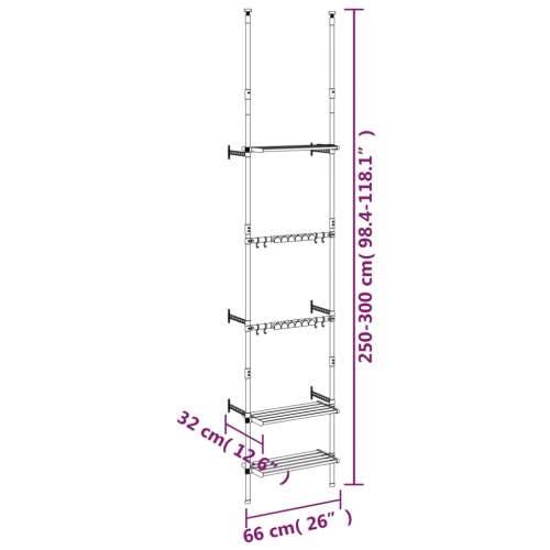 Teleskopski vrtni stalak s 3 police srebrni aluminijski - 66 x 32 x 300 cm 1 Cijena