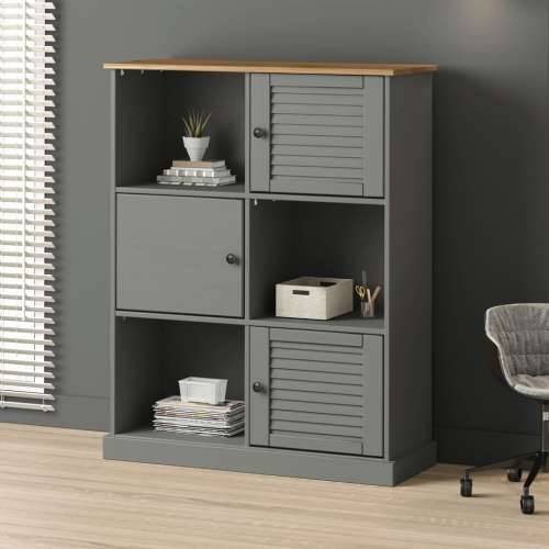 Regal za knjige VIGO sivi 90x35x114,5 cm od masivne borovine - Siva 1 Cijena
