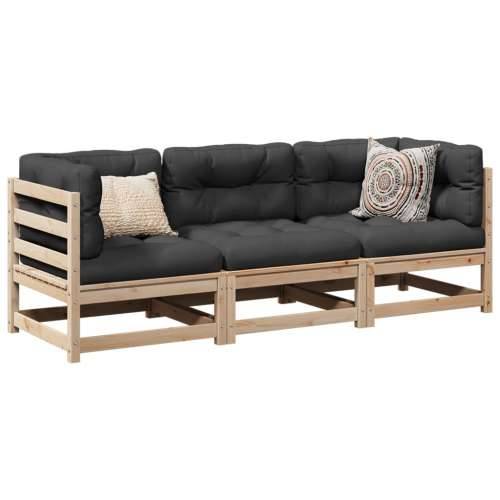 Vrtna garnitura - 3-dijelni set vrtnih sofa od masivne borovine s jastucima - Prirodna boja bora Da 1 Cijena