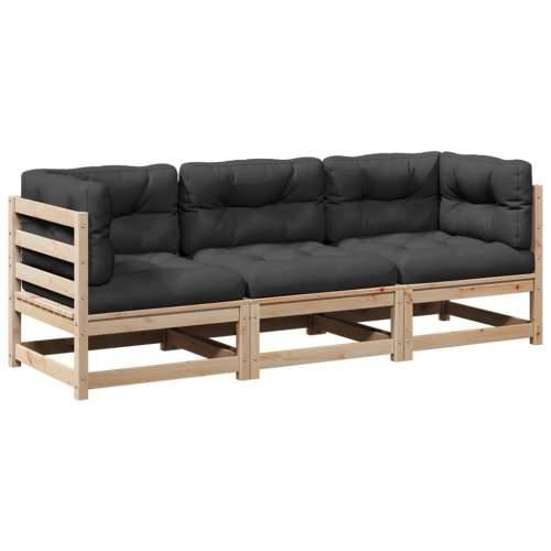 Vrtna garnitura - 3-dijelni set vrtnih sofa od masivne borovine s jastucima - Prirodna boja bora Da 1 Cijena
