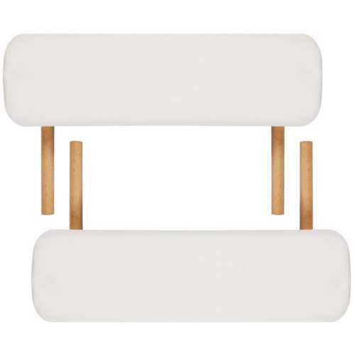 Krem bijeli sklopivi stol za masažu s 3 zone i drvenim okvirom Cijena