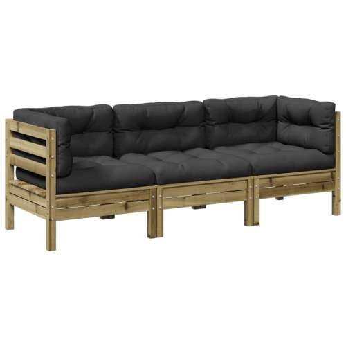 Vrtna garnitura - 3-dijelni set vrtnih sofa s jastucima od impregnirane borovine - Prirodno impregnirano 1 Cijena