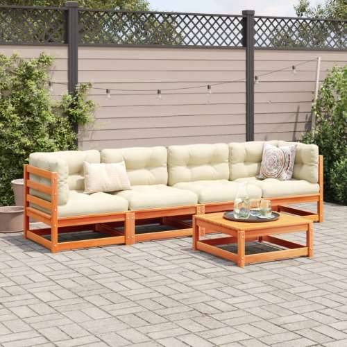 Vrtna garnitura - 5-dijelni set vrtnih sofa s jastucima voštano smeđi od borovine - Voštano smeđa Da 1 Cijena
