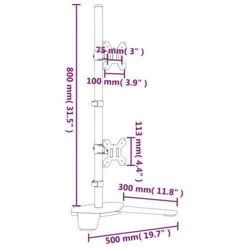 Dvostruki nosač za monitor crni čelični VESA 75/100 mm Cijena