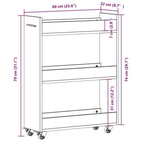 Ormarić s kotačima betonska siva 60x22x79cm konstruiranog drva Beton siva 1 Cijena