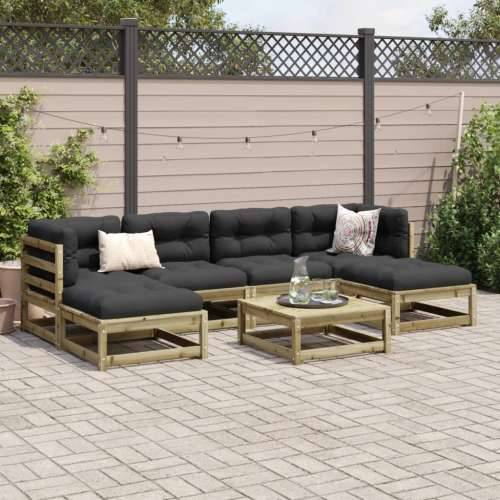 Vrtna garnitura - 7-dijelni set vrtnih sofa od impregnirane borovine s jastucima - Prirodno impregnirano 1 Cijena