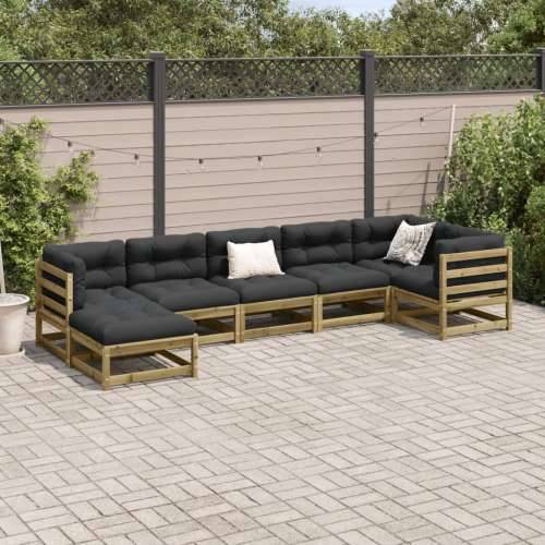 Vrtna garnitura - 7-dijelni set vrtnih sofa od impregnirane borovine s jastucima - Prirodno impregnirano Da 1 Cijena