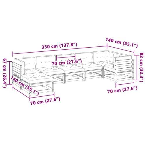 Vrtna garnitura - 7-dijelni set vrtnih sofa od impregnirane borovine s jastucima - Prirodno impregnirano Da 1 Cijena