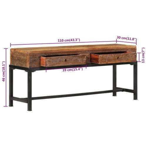 TV ormarić 110 x 30 x 46 cm od masivnog obnovljenog drva  - 1 110 cm Cijena