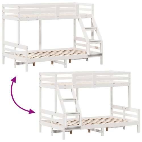 Krevet na kat 90x200/120x200 cm masivna borovina bijela - Bijela 1 Cijena