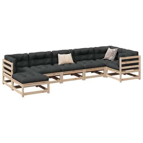 Vrtna garnitura - 7-dijelni set vrtnih sofa s jastucima od masivne borovine - Prirodna boja bora Da 1 Cijena
