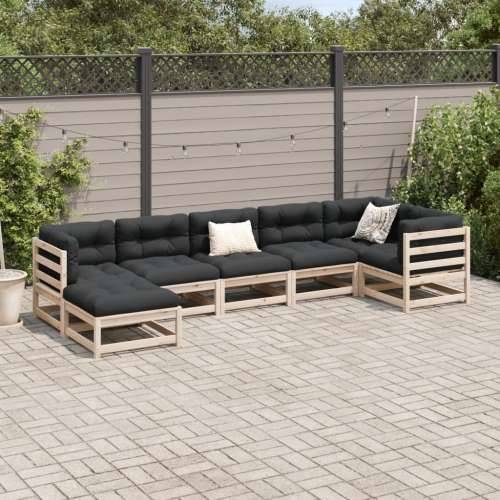 Vrtna garnitura - 7-dijelni set vrtnih sofa s jastucima od masivne borovine - Prirodna boja bora Da 1 Cijena