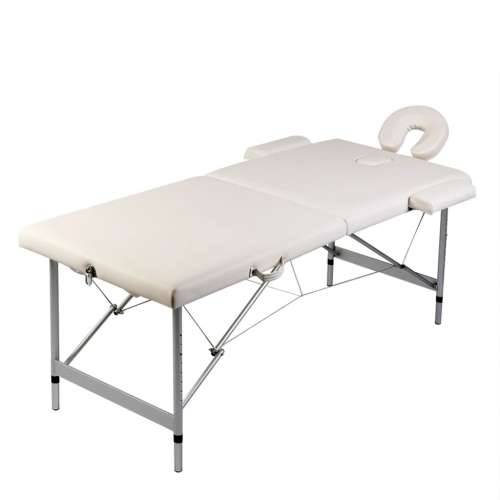 Krem bijeli sklopivi stol za masažu 2 zone i aluminijski okvir Cijena