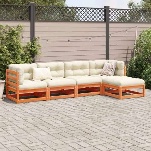 Vrtna garnitura - 5-dijelni set vrtnih sofa voštano smeđi od masivne borovine - Voštano smeđa Ne 1 Cijena