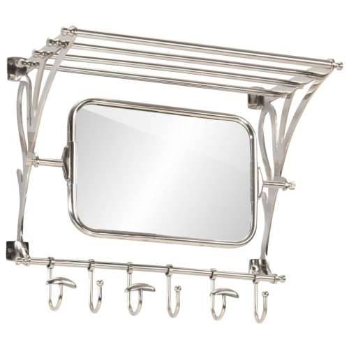 Stalak za prtljagu s vješalicama i zidnim ogledalom aluminijski