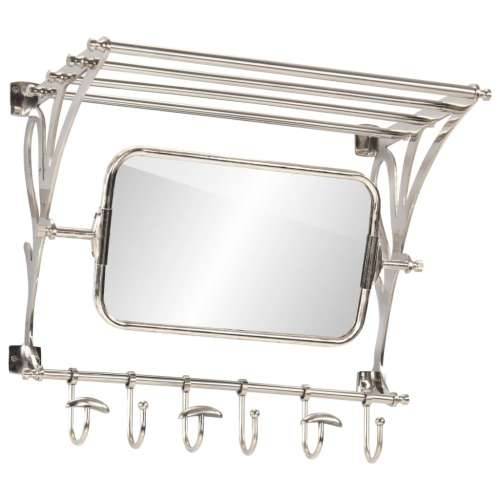 Stalak za prtljagu s vješalicama i zidnim ogledalom aluminijski - 66 x 38 x 61 cm 1 Cijena