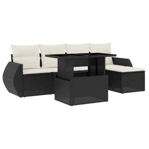 Vrtna garnitura - 6-dijelni set vrtnih sofa s jastucima crni od poliratana - Crna i krem bez spremišta 1 Cijena