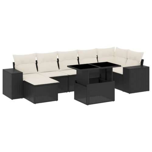 Vrtna garnitura - 8-dijelni set vrtnih sofa od poliratana s jastucima crni - Crna i krem bez spremišta 1 Cijena