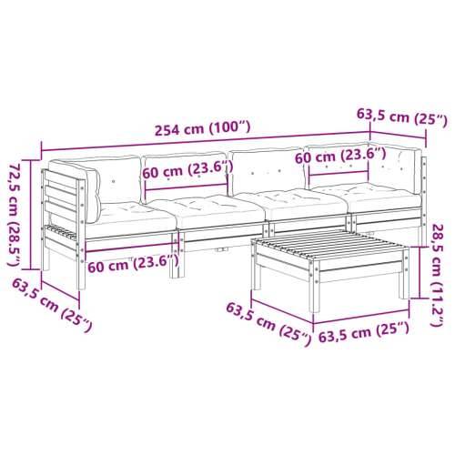 Vrtna garnitura - 5-dijelni set vrtnih sofa s jastucima masivno drvo duglazije - Prirodni douglas 1 Cijena