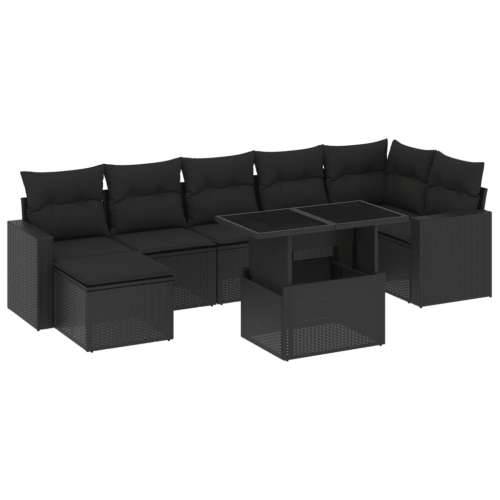 Vrtna garnitura - 8-dijelni set vrtnih sofa od poliratana s jastucima crni - Crna bez spremišta 1 Cijena